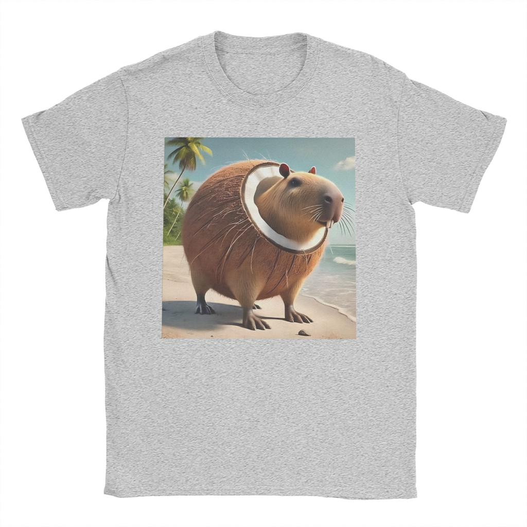 Leisure Italian Brainrot Meme T-Shirt Men Crewneck Cotton T Shirt  Capybara Capybarello Cocosini Short Sleeve Tee Shirt