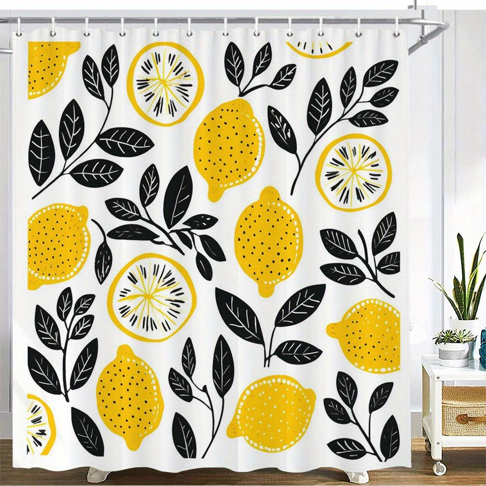 

1Pc Lemon Pattern Shower Curtain - Polyester Fabric, Machine Washable, With Hook, Suitable For Bathroom Decoration W60H190(CM)-1 Pcs