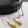 Bent Long Water Drop Earrings for Women Simple Hick Polished Metal Dangle Earring Fashion Chic Jewelry
