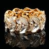 New Trendy Luxury Shining Rhinestone Leaf Glass Crystal Elastic Bracelets Bangles Women's Wedding Party Jewelry Accessories