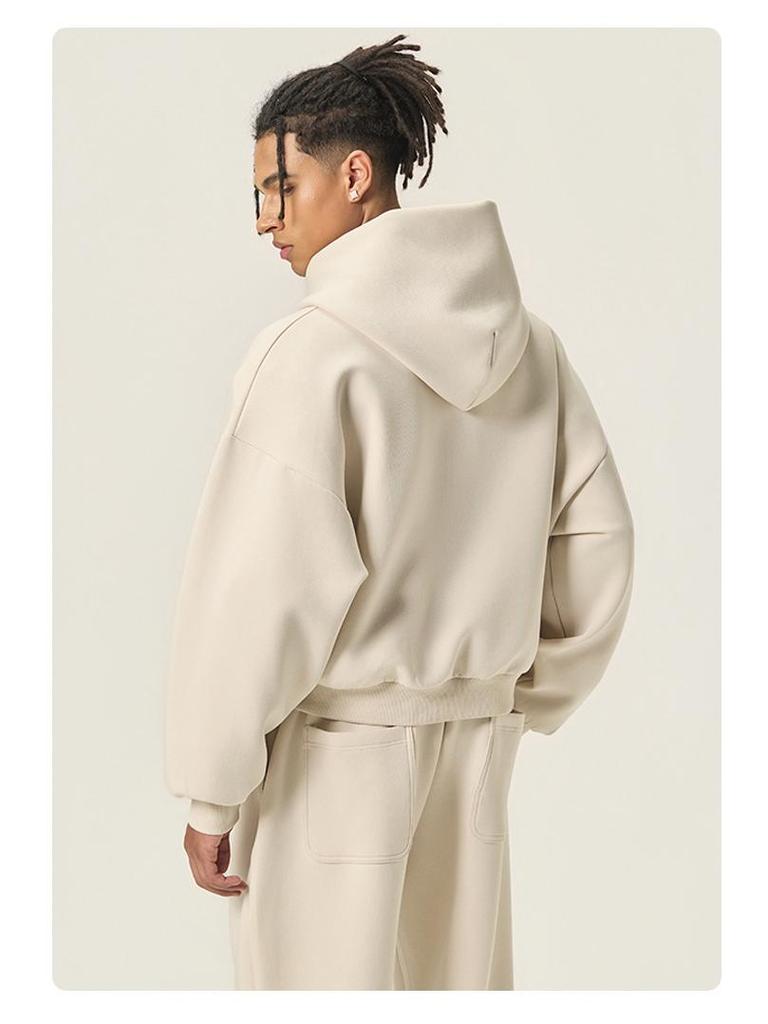 Trendy DE Men's 350G Boxy Hooded Sweatshirt | Wide Fog American Square Hoodie