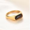 European and American 8MM Stainless Steel Ring with Inlaid Natural Stone - Versatile Retro Fashion Finger Ring