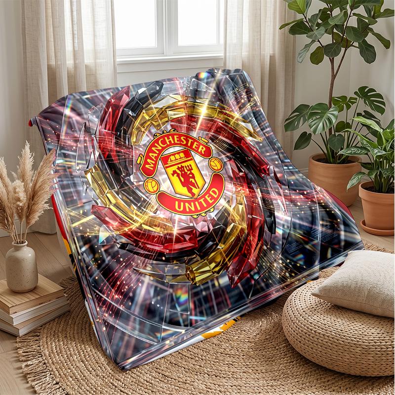 Manchester United Theme Blanket Soft Flannel Blanket Plush Throw Blanket Cozy Sofa Bed Blanket for Home Decor