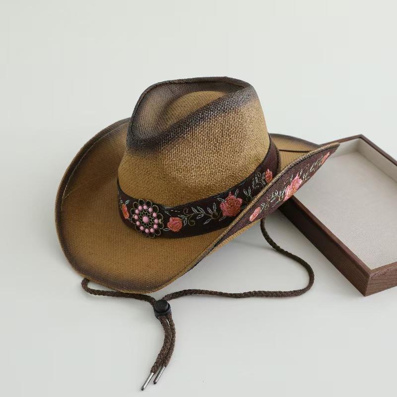 

2026 Embroidery Horse Accessories Straw Cowboy Hat for Women Men – Western Sun Hat for Country Concert Rodeo and Cowgirl Hat 56-58CM