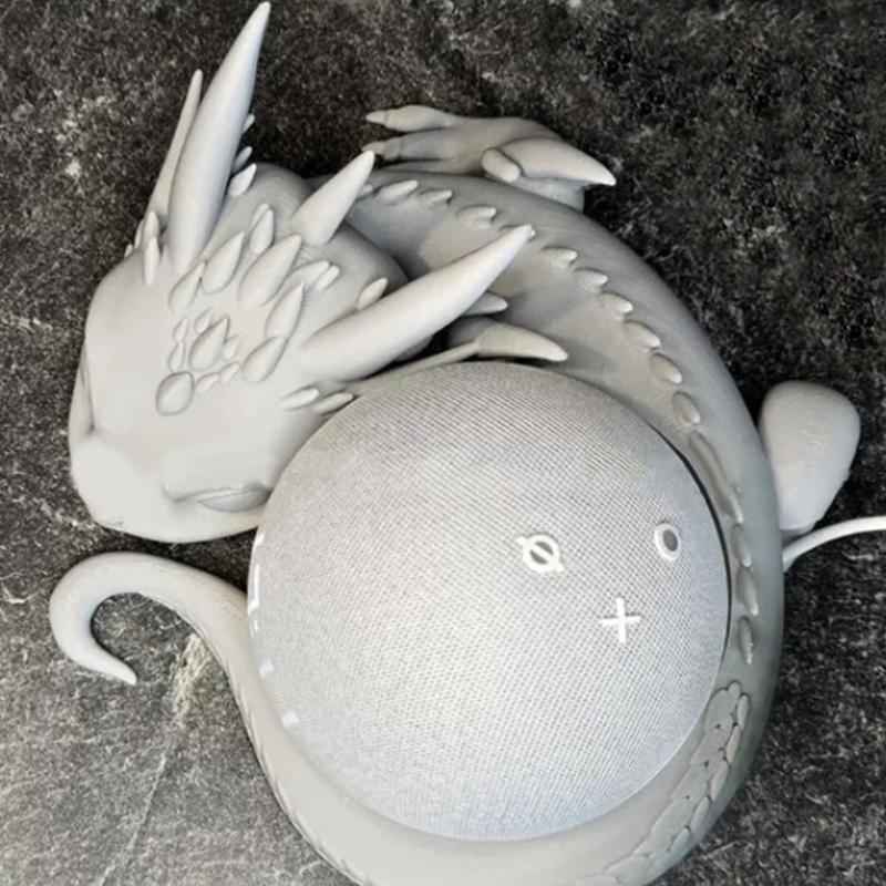 3D Printed Lying Baby Dragon Speaker Holder Stand for 4/5 3D Printed Desktop Decoration