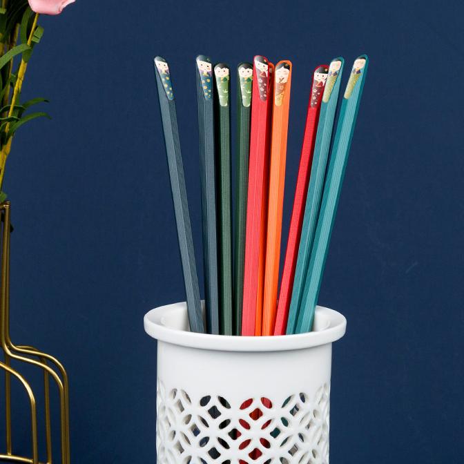 5 Pairs Colorful Kawaii Household Chopsticks High-Grade Non-Slip High-Temperature Alloy Household Chopsticks Japanese Style