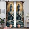 2pcs, Curtains&Window Treatment 2D Plane Printing Buddha Versatile Polyester (without Rod) Gifts Perfect for Bedroom, Kitchen,