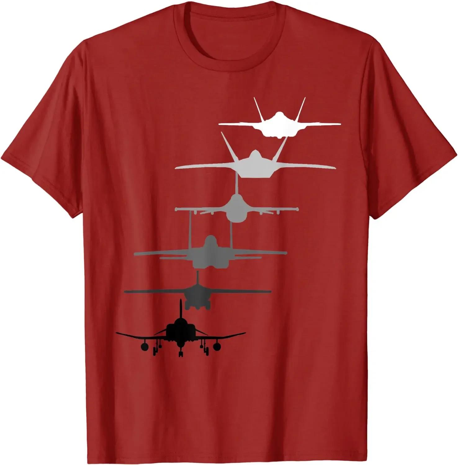 Истребители ВВС США F-4 F-111 F-15 F-16 F-22 F-35 Мужская футболка Короткая Повседневная 100% Хлопок Рубашки Мужская одежда S