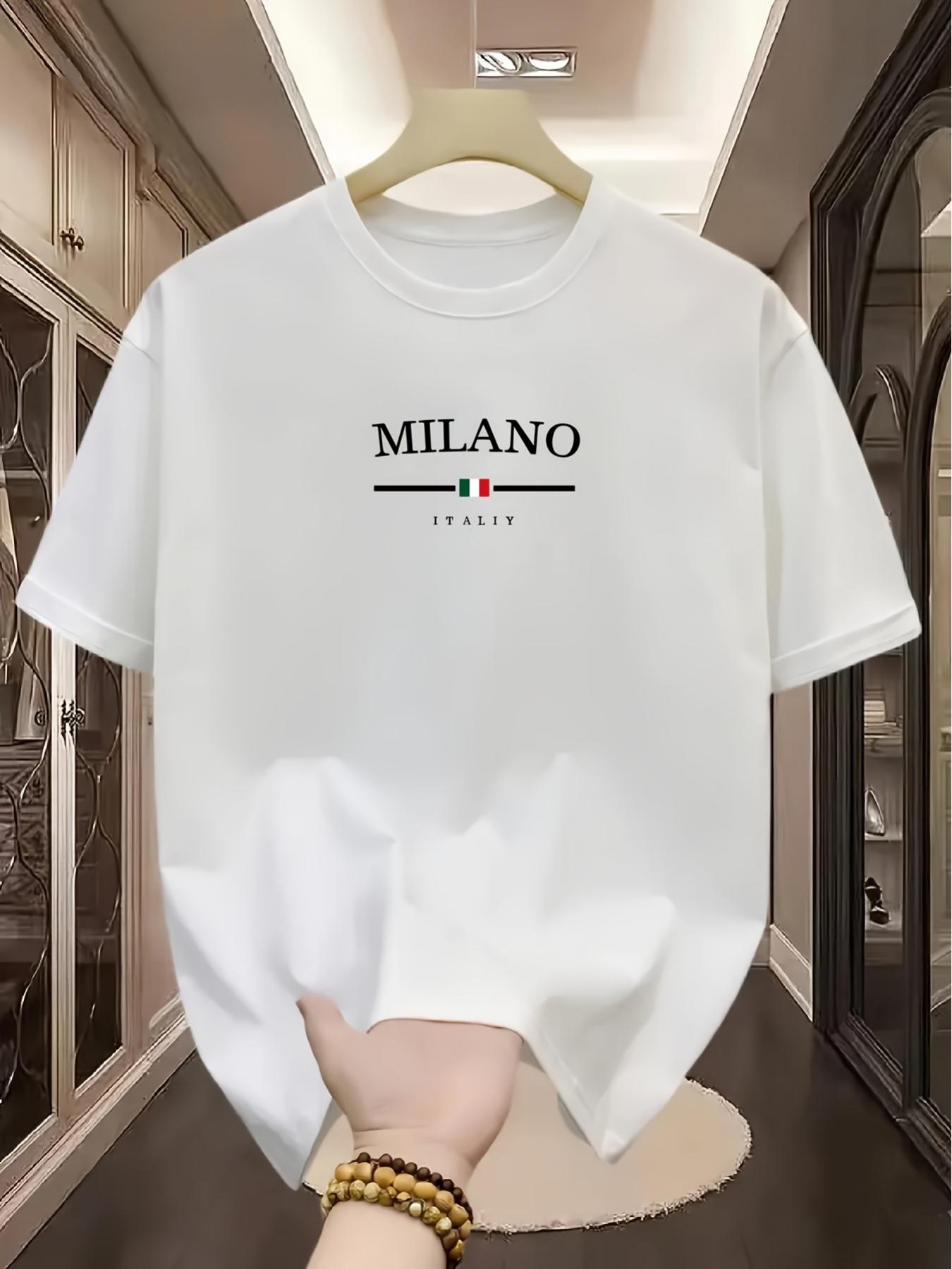 Men S Heavyweight T-Shirt - Milan Italy Flag Letter Heat Transfer Print XS