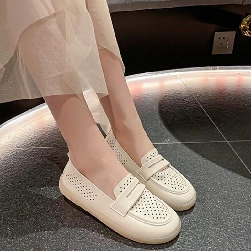 Fashion Hollow Breathable Women's Flat Loafers Shoes Summer 2025 Trend Fashionable Quick Delivery Comfortable Slip-on 39 Ladies Footwear