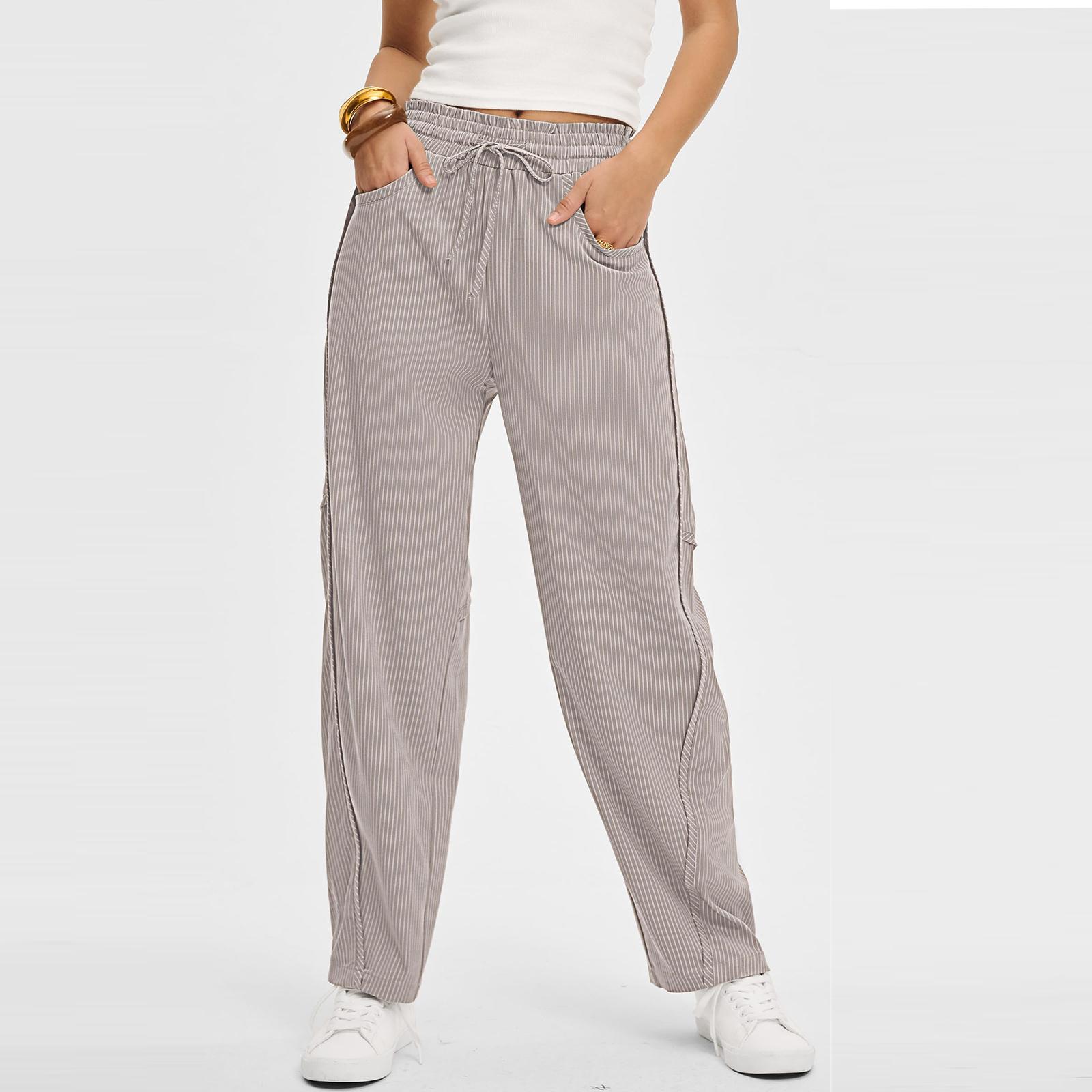 Women s Loose And Casual High-waisted Straight-leg Pants M белый
