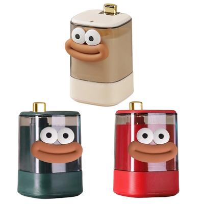 Plastic Automatic Toothpick Dispenser Cartoon Mouth Pattern Dustproof Container For Home Office Popping Up Mechanism