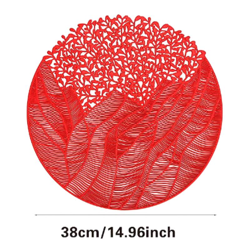 1pc Flower Round Placemat PVC Table Mats Heat Resistant Dining Table Decorative Mat Home Party Wedding Christmas Decoration