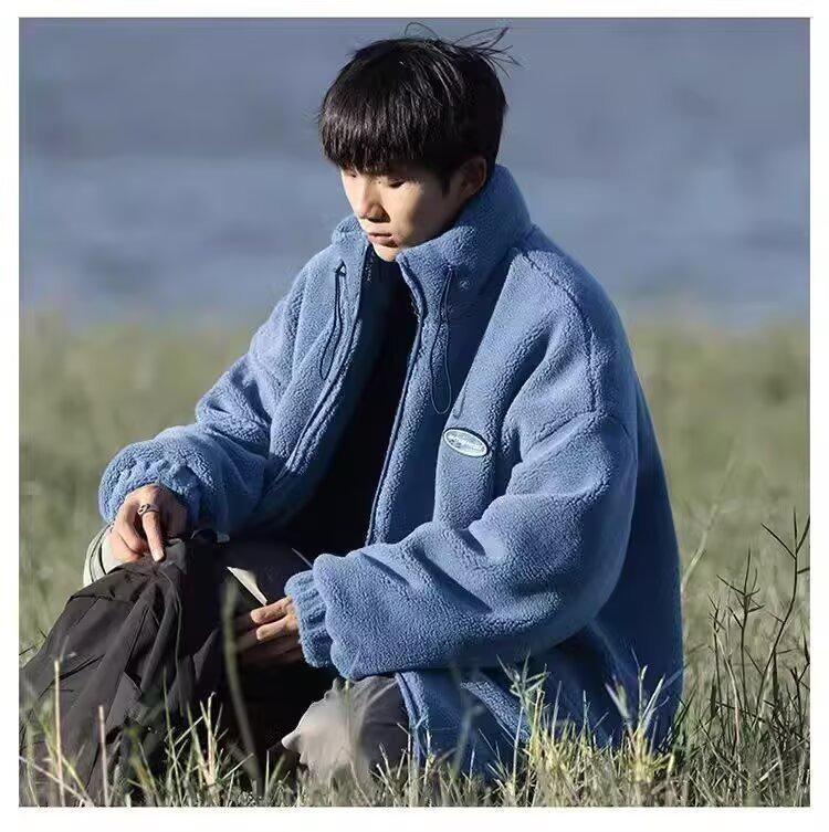 Men's Winter Japanese Cityboy Cotton Jacket - Thickened Lambswool Stand Collar Coat, Loose Korean Style