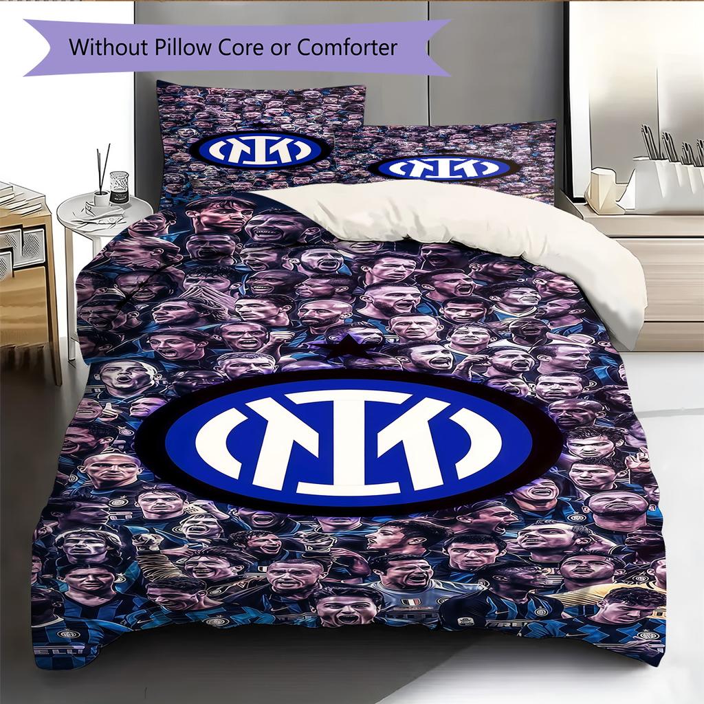 Inter logo  Pattern Bedding Quilt Set Quilt Cover Pillowcase Home Decoration Birthday Gift (1 * duvet cover + 2 * pillowcase, without core)