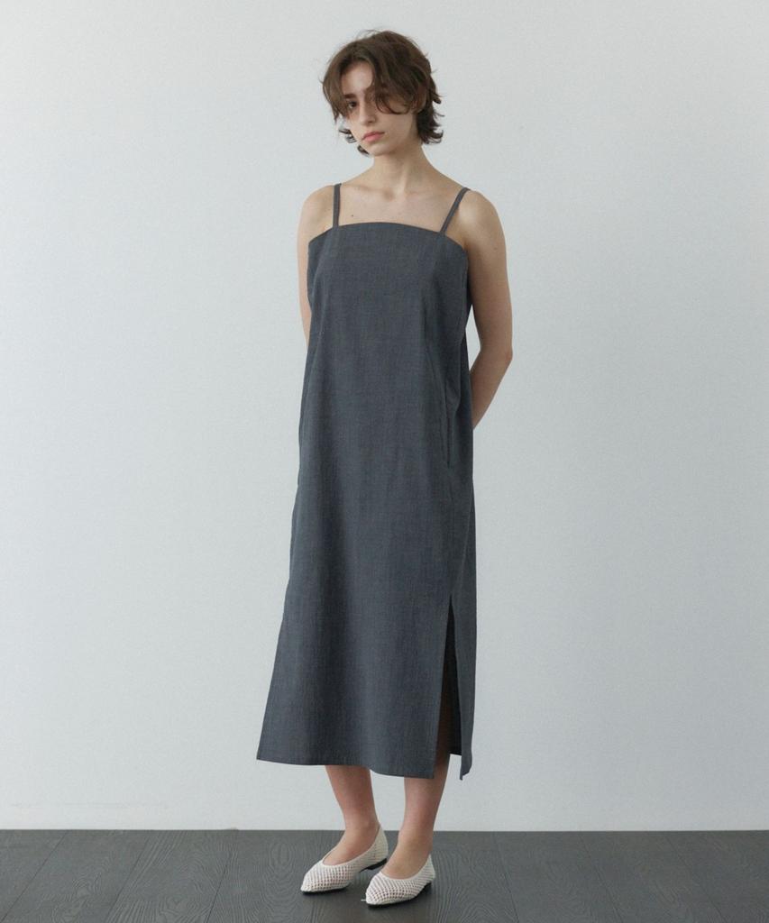 Okuka Strap Slit Dress - Deep Charcoal