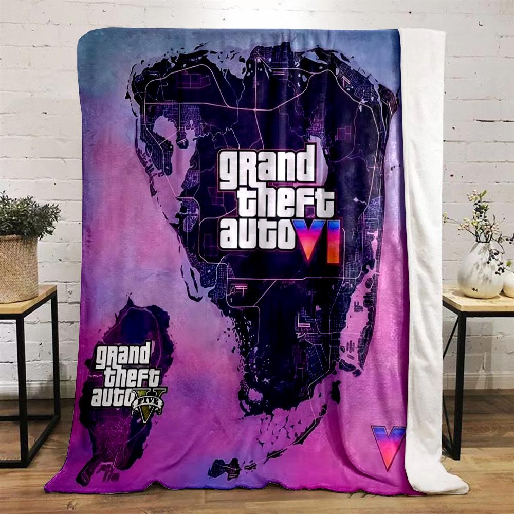 Grand Theft Auto VI Map Design Warm blanket Flannel blanket for bedroom, living room, sofa, and nap sofas