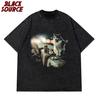 T247 Vtipné tričko s meme kočkou kouřící Praná bavlna Trendy tričko Pánské Dámské Hip Hop Potisk Kvalitní Vrchní díl Streetwear Oversized Ležérní