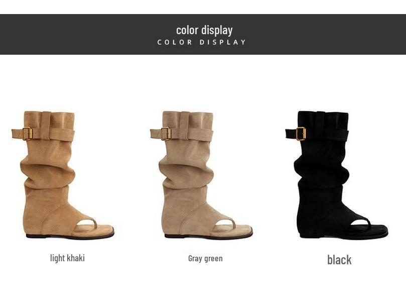 Traube Stilvolle Zehenfreie Stiefel mit Blockabsatz bis zur mittleren Wade mit Zehenspreizer für Damen