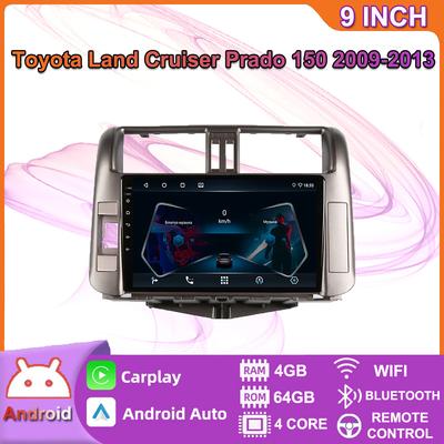 Autoradio Android Carplay lecteur vidéo multimédia Navigation GPS pour Toyota Land Cruiser Prado 150 2009-2013 2din unité principale 4 + 64 go