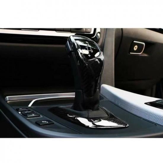 For BMW F30 F20 F10 F15 F25 X5 X3 Gear Shift Knob Cover Trim Carbon Fiber Style