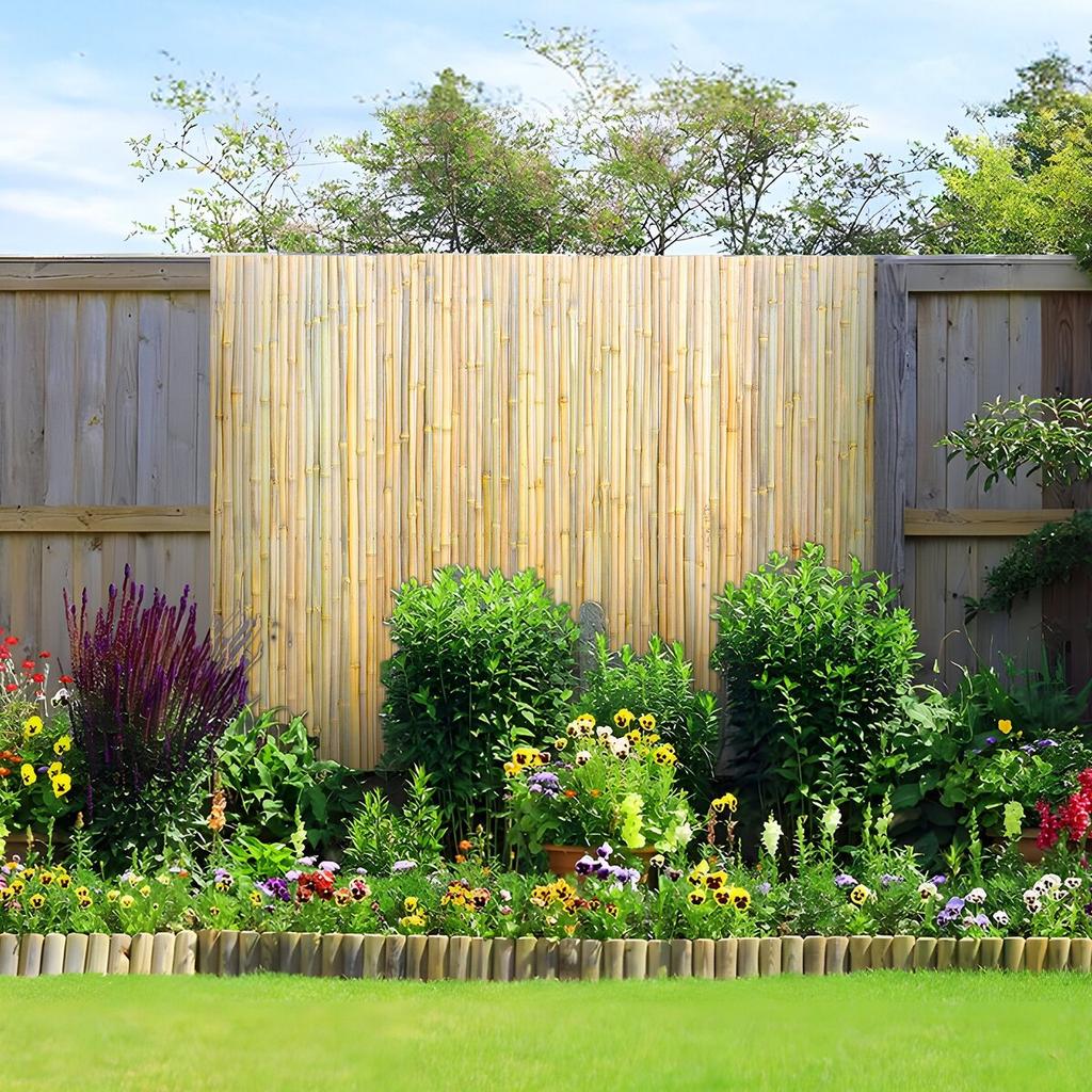 Natural Rolled Bamboo Fence Bamboo Panel 6 Ft H X 8 Ft L X 0.75 In D.