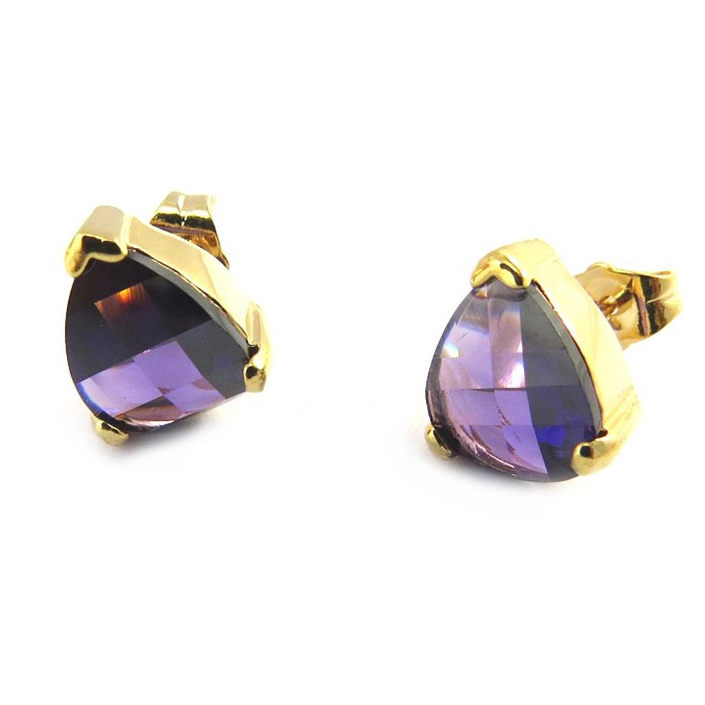 Les Trésors De Lily [M6514] - Boucles Plaqué Or 'Sissi' améthyste doré - 11x9 mm