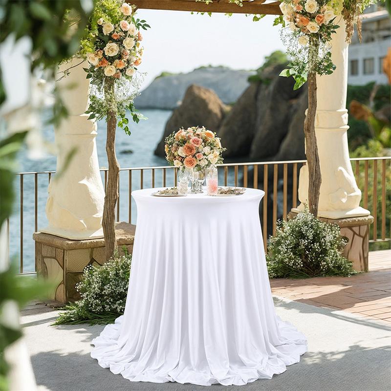 1PC High Top Table Cloth Round Table Cover Cocktail Tablecloth Skirt With Wave Fold 60*110CM