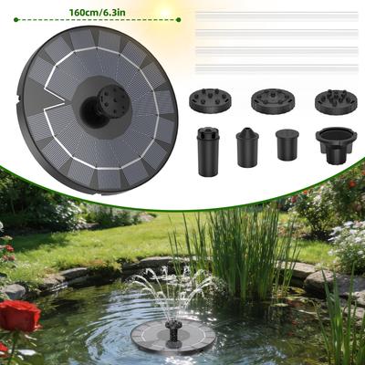 2.5W Solar Fountain,Durable Water Fountain,with 6 Nozzles 4 Anti-Collison Bars,Perfect Outdoor Decoration for Garden Pond Pool