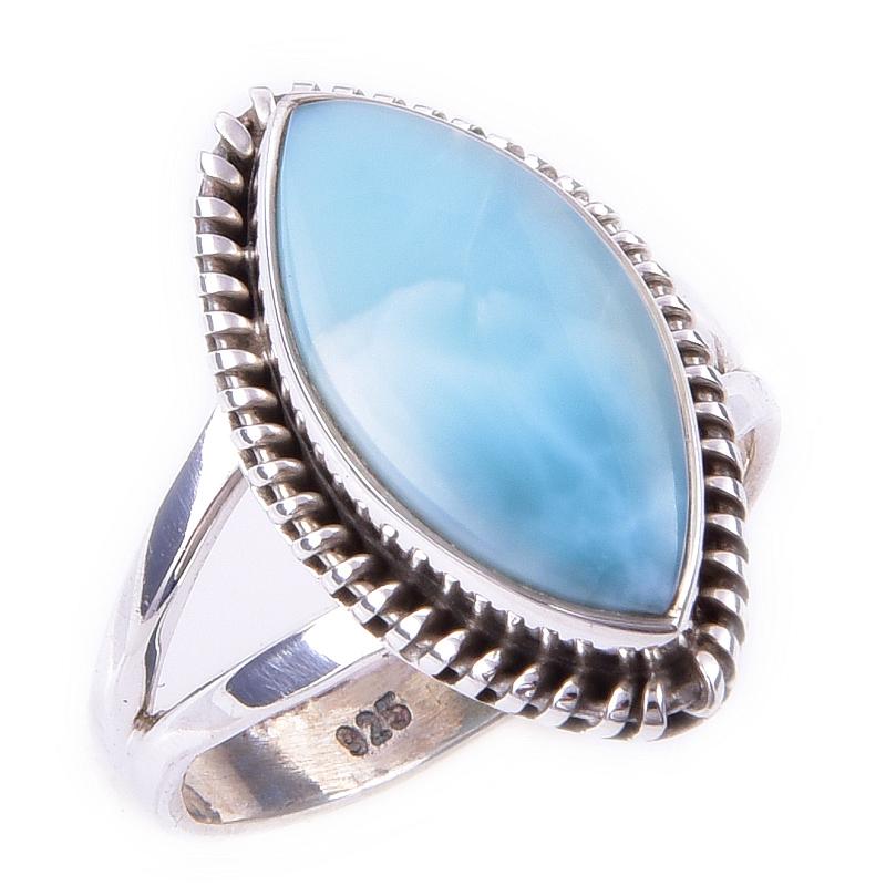 Natural Republic Larimar Edelstein 925 Sterlingsilber massiv Geschenkring S.6 E2Q92