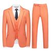 Men's Three-Piece Suit Set with One-Button, Double Vents, and Elastic Waist