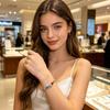 Women Bracelet Irregular Cubic Zirconia Inlaid Adjustable Length Stacking Bracelet Rainbow Color Bracelet Jewelry Gift