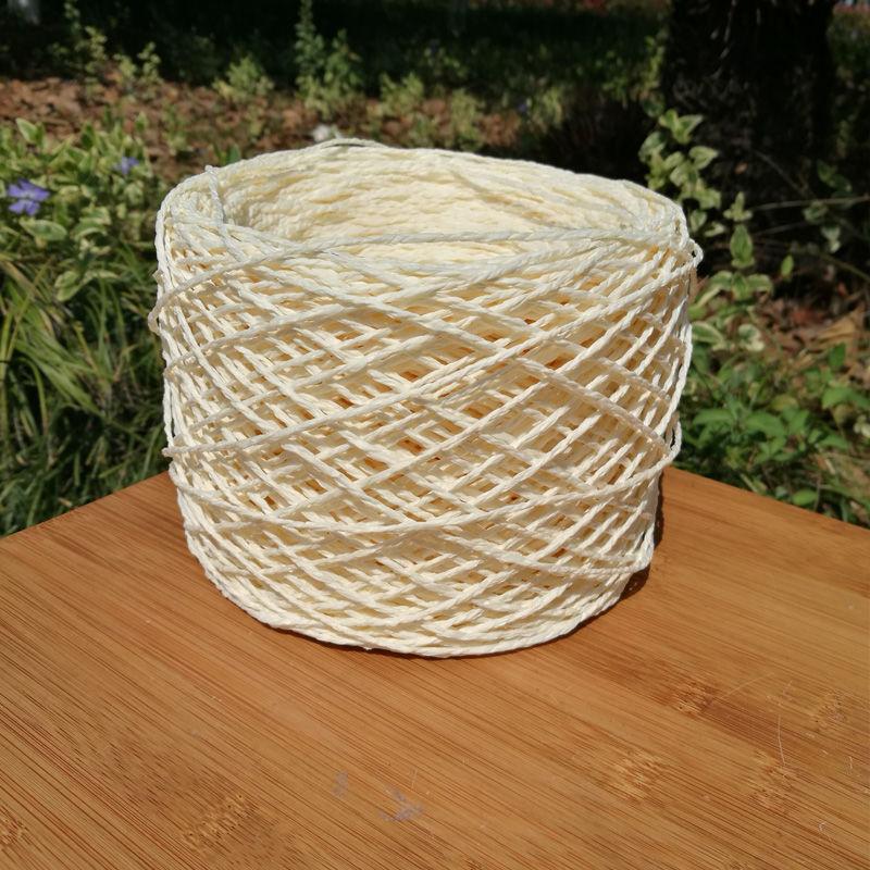 150g Natural Cotton Raffia Yarn for Hand Crochet Knitting Summer Hats Bags Diy Straw Sandals Fluffy Paper Grass Thread Beige