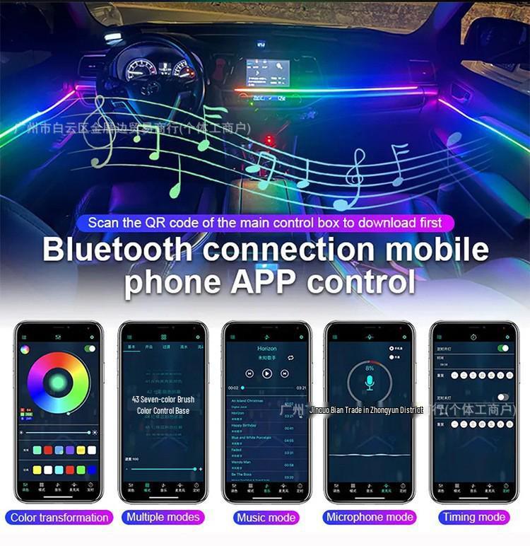 Universal Car LED Starry Sky Ambient Light - Music Rhythm, Dynamic Shadows, Interior Atmosphere Lamp