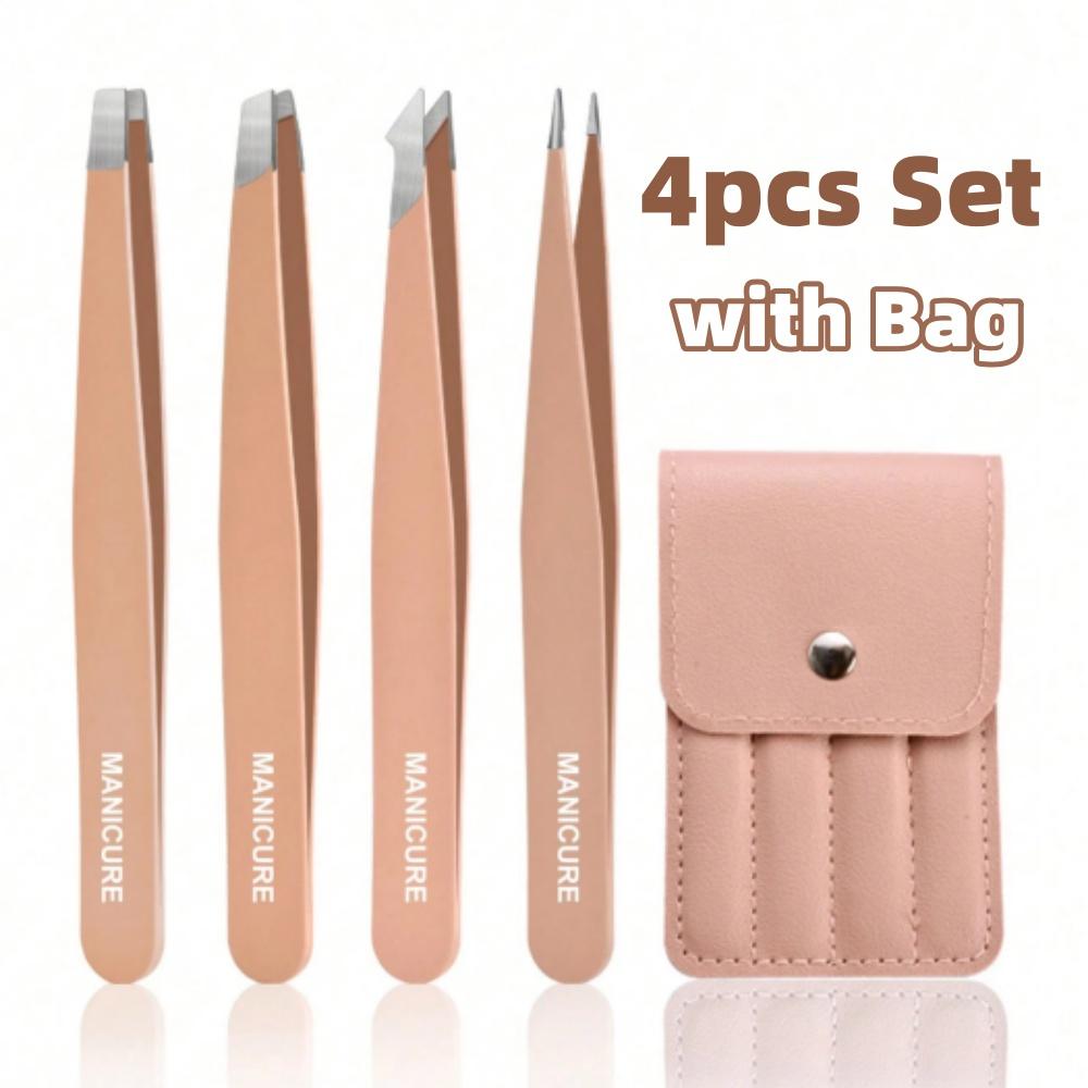 1/4pcs Stainless Steel Eyebrow Trimming Clip Professional Tweezer Set Very Precise Facial Hair Remover Pliers Beauty Makeup Tool
