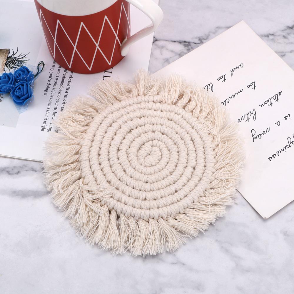 Podložky pod šálek kávy Severní Evropa Styl Macrame Podložka pod šálek Kuchyňské Protiskluzové izolační podložky Bohemia Stolní podložka Čistá ručně vyráběná bavlna