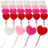 Zhanmai 24 Pcs Valentine's Day Heart Pom Pom Pen Heart Shape Fluffy Ballpoint Pens Cute Black Ink Fuzzy Ballpens for Woman Adults Office Gift