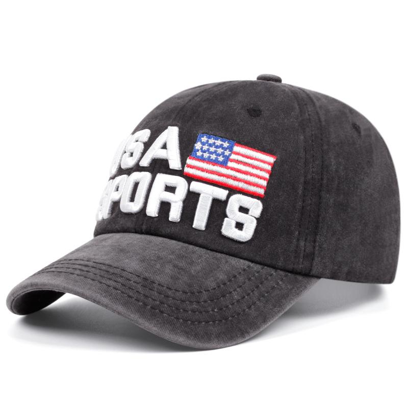 Baseball cap washed embroidered large letter sports baseball cap peaked cap