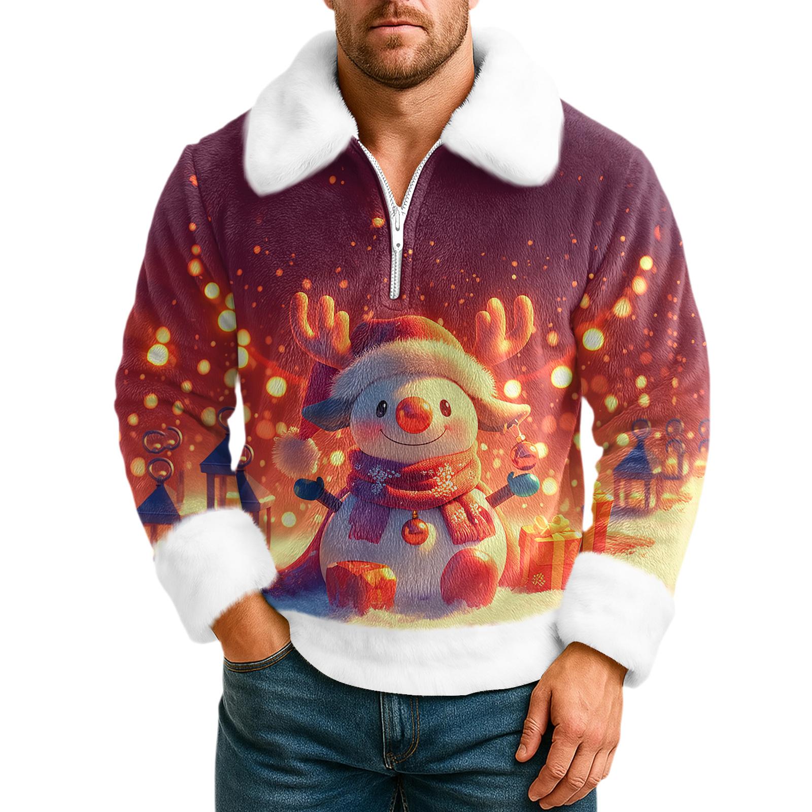 

Men s Leisure Half Zipper Flip Collar Hoodie XL