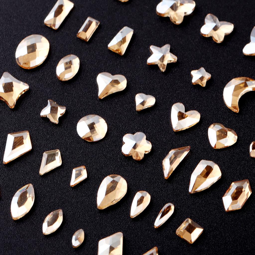 1440 Glas Diamanten mit flachem Boden Gold Champagner Speziell geformte Nageldiamanten DIY Tragematerial für Nägel Nagel Speziell geformte Diamanten Zubehör