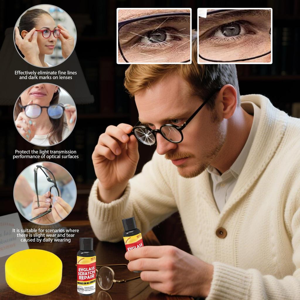 100G Glasses Scratch Repair Kit Lens Scratch Remover Wax  for Sunglasses Long-Lasting Eyewear Cleaning Polish Supplies