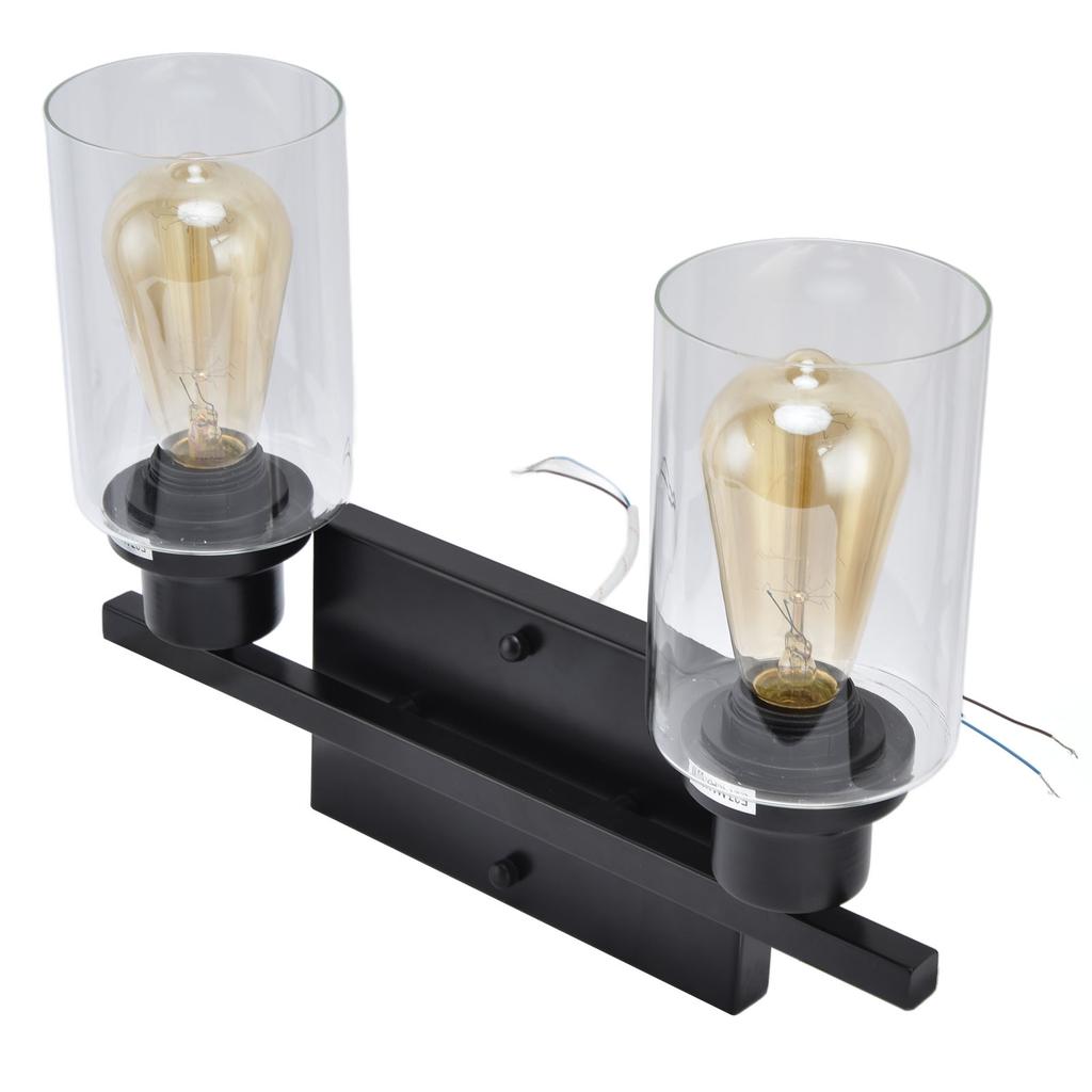 Double Head Wall Lamp Industrial Vintage Wall Sconce Light for Bedside Hallway Dressing Table Black