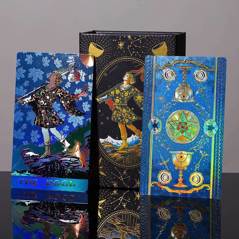 Gold Foil Waterproof Tarot Cards - Wear-Resistant Tabletop Game Toy