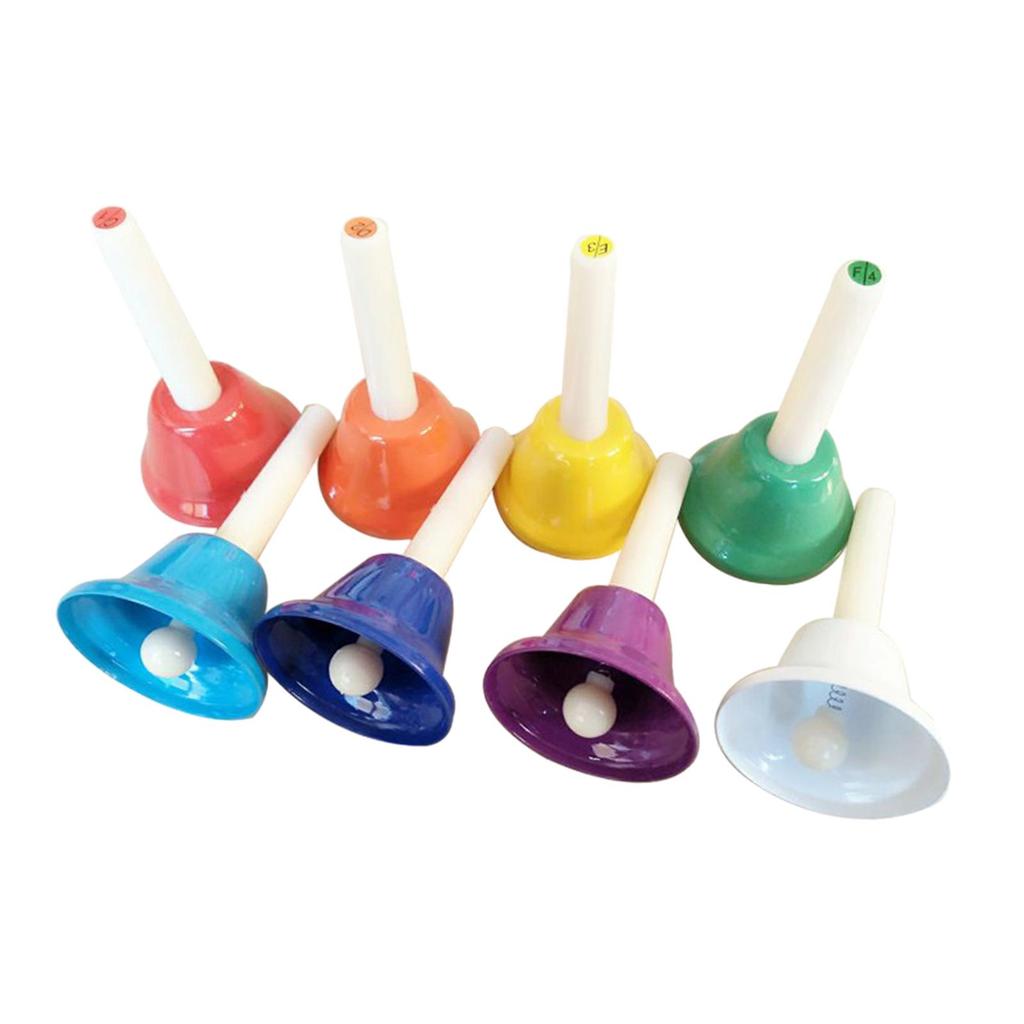 Set di 8 Campane a Mano Colorate Diatoniche in Metallo Campane a Percussione Manuale Campane Musicali Per Aula Festa