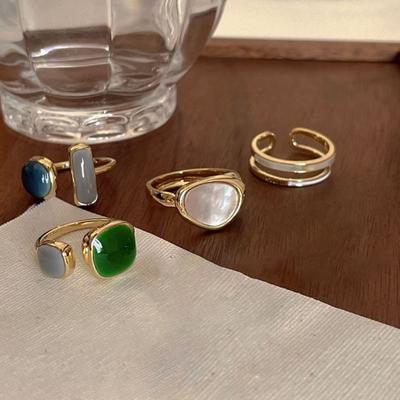 Finger Ring Opening Adjustable Jewelry Exquisite Anti-fade Japan Style Geometric Ring for Party