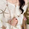 Bohemia Vacation-style Brown Wax Cord Multi Style Starfish Shell Conch Pendant Long Necklace for Women Summer Beach Jewelry Gift