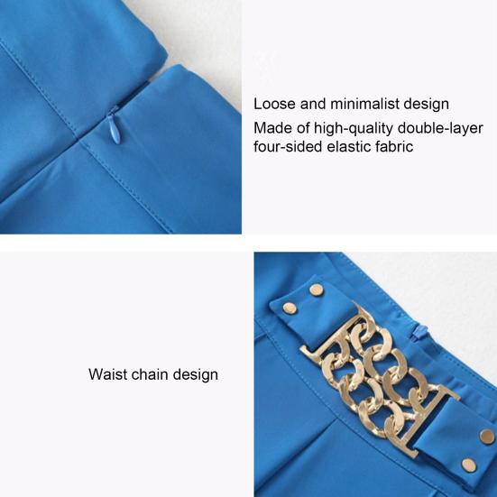 Women Suit Pants High Waist Straight Wide Leg Long Pants with Pockets Solid Color