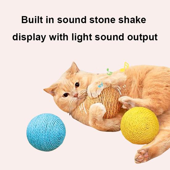 Faux Sisal Cat Ball Toy, 8CM Large Sisal Scratch Ball with Built-in Bell, Interactive Cat Play Toy, Bite-Resistant Cat Toy