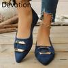 New Large-sized Metal-clasp Flat Shoes for Women with A Shallow Opening and Single Foot Devotion