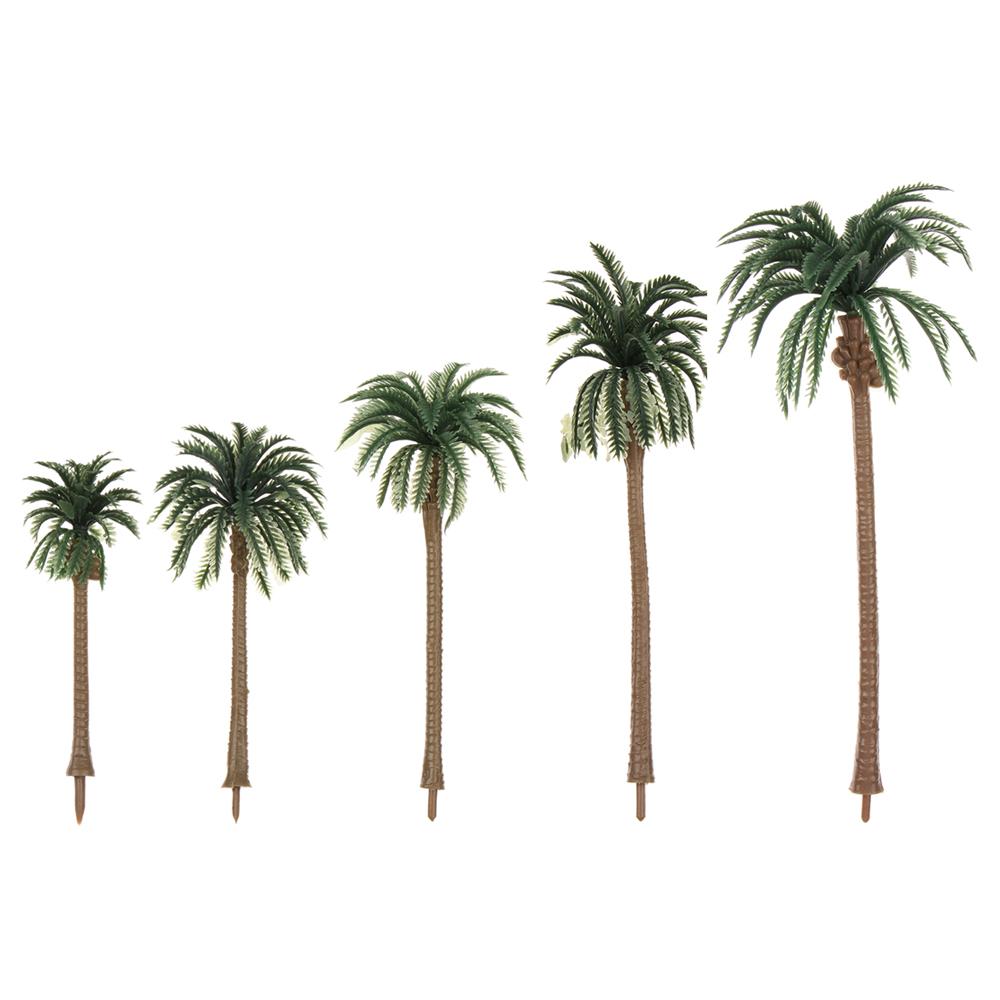 5Pcs Plastic Coconut Palm Tree Miniature Plant Pots Bonsai Craft Micro Landscape DIY Decoration Scenery Model